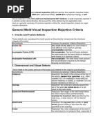 Visual Inspection Acceptance Criteria | PDF | Joining | Chemical Substances