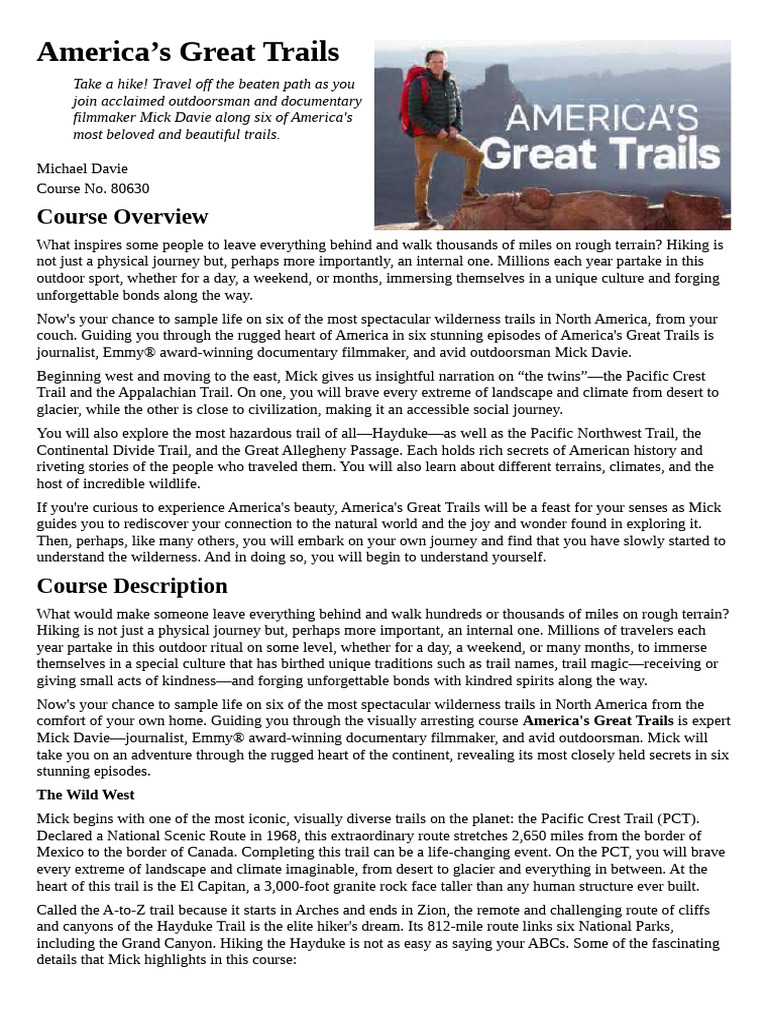 Explore America's Iconic Hiking Trails | PDF | Hiking | Trail