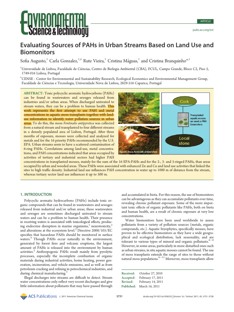 PAH Sources in Urban Streams Analyzed | PDF | Polycyclic Aromatic ...