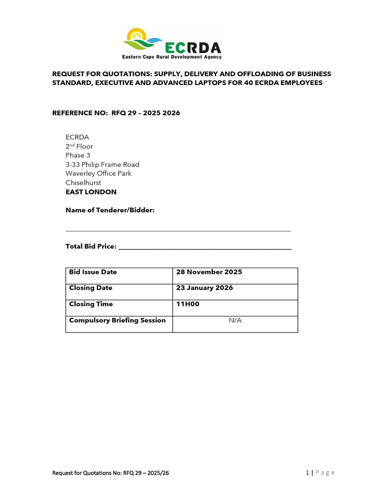 RFQ 29 - 2025 2026 Upply, Delivery and Offloading of Business Standard ...