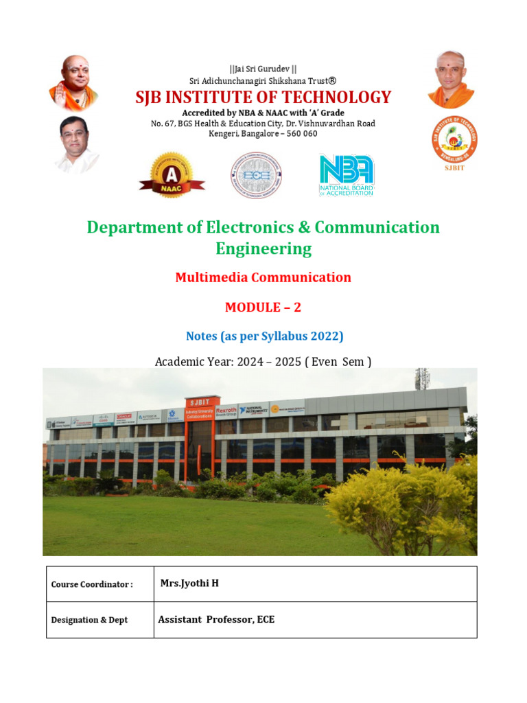 Multimedia Communication Notes 2024 | PDF | Sampling (Signal Processing ...