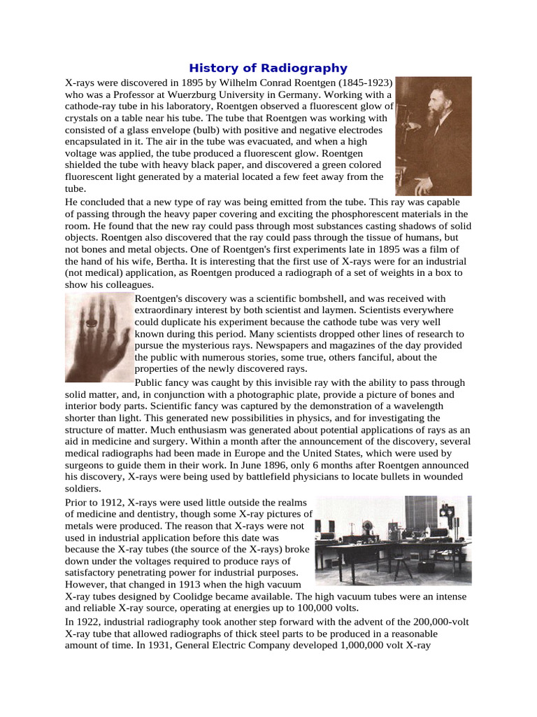 Evolution of X-ray Technology History | PDF | Radioactive Decay | Electron