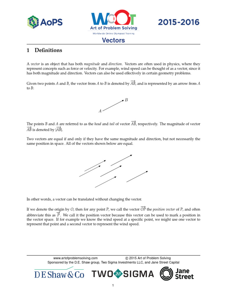 Understanding Vectors and Their Arithmetic | PDF | Euclidean Vector ...