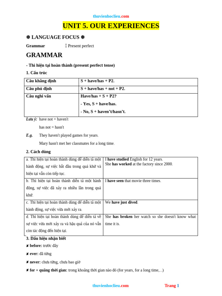 Present Perfect Tense Guide | PDF | Language Mechanics | Syntax
