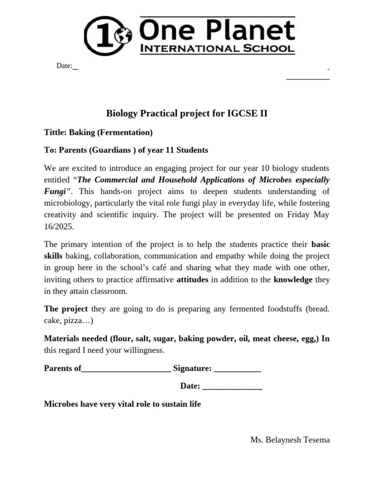 Biology Practical Project For IGCSE II | PDF