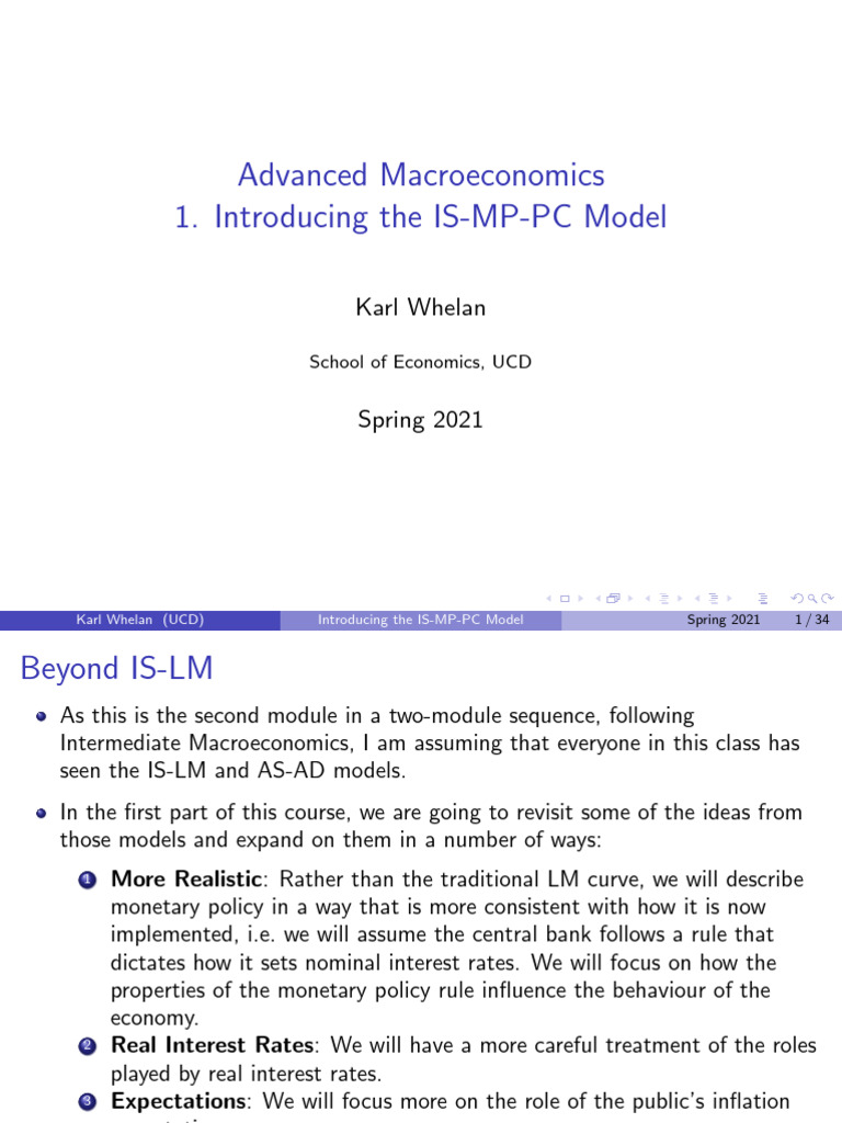 IS-MP-PC Model in Advanced Macroeconomics | PDF | Phillips Curve ...