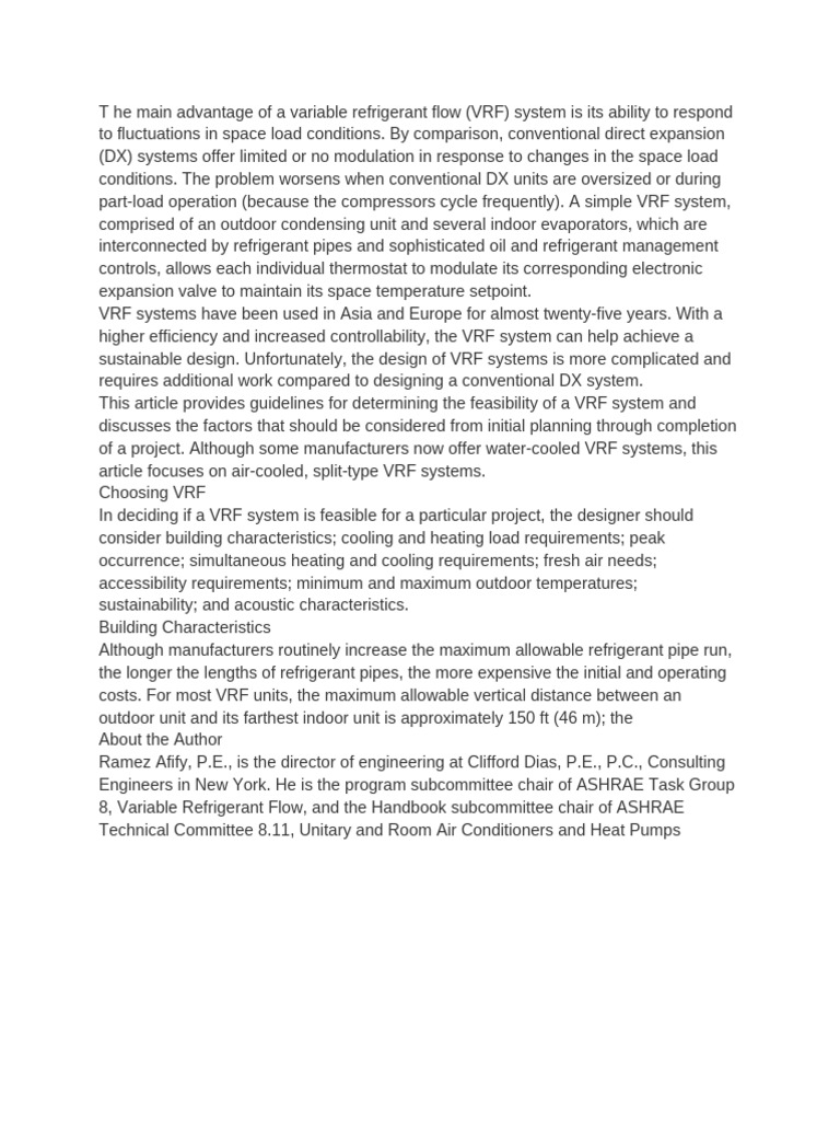 VRF System Feasibility Guidelines | PDF
