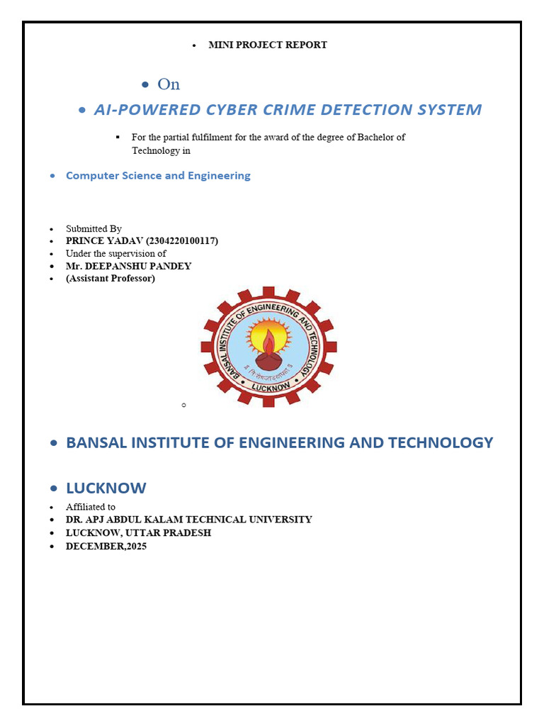 AI Cyber Crime Detection System Report | PDF | Security | Computer Security