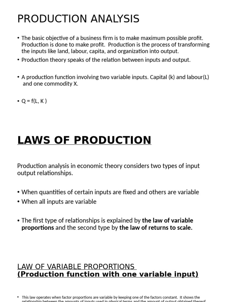 Production Analysis and Optimization | PDF | Production Function ...