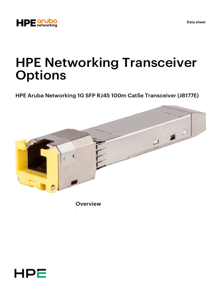 HPE Aruba 1G SFP RJ45 Transceiver | PDF | Computing