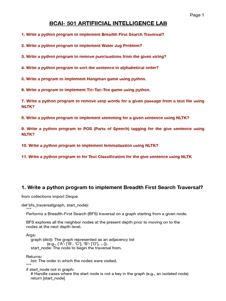 3rd Year Ai Lab Mannual | PDF