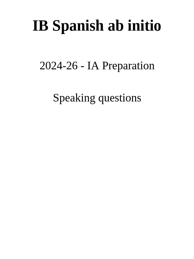 Preguntas de conversación para IB Spanish | PDF
