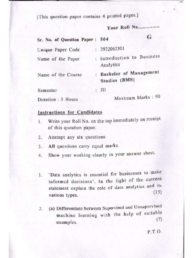 Question Paper 2024 | PDF