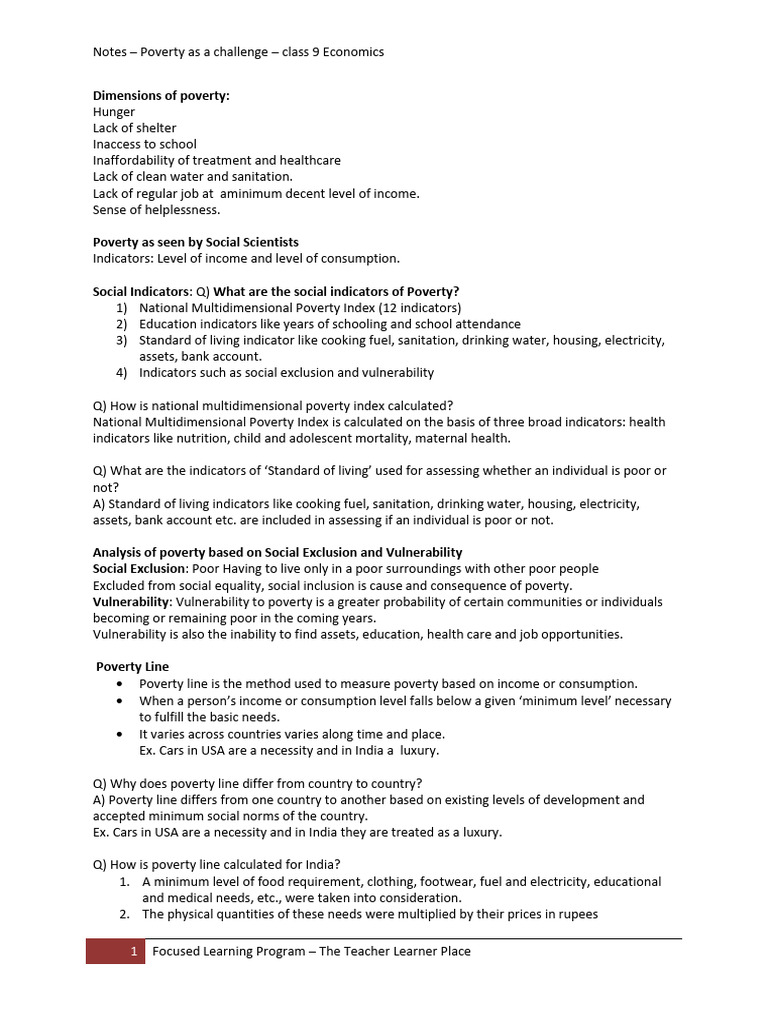 Understanding Poverty: Key Concepts and Indicators | PDF | Poverty ...
