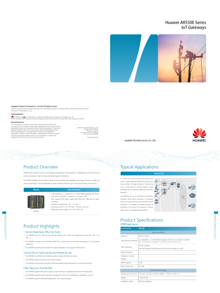 Huawei AR550E Series IoT Gateways | PDF | Usb | Ip Address