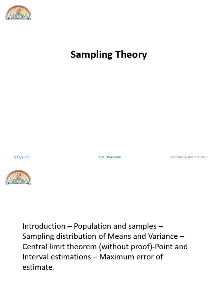 Sampling Theory in Statistics | PDF | Estimator | Estimation Theory