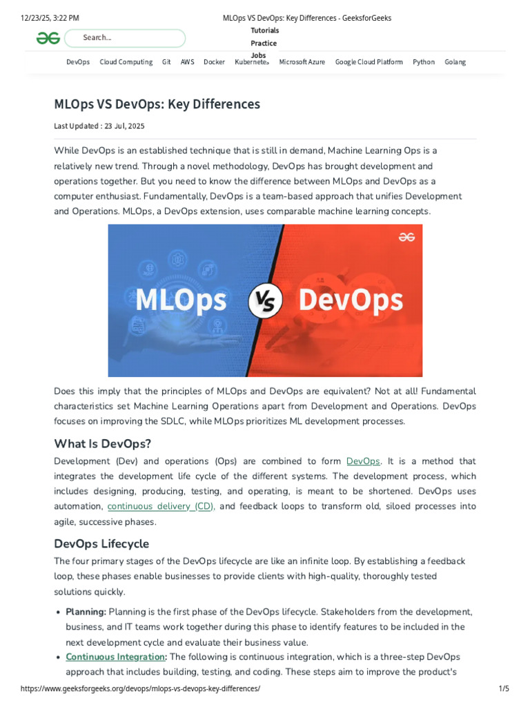 MLOps vs DevOps: Key Differences Explained | PDF | Software Development ...