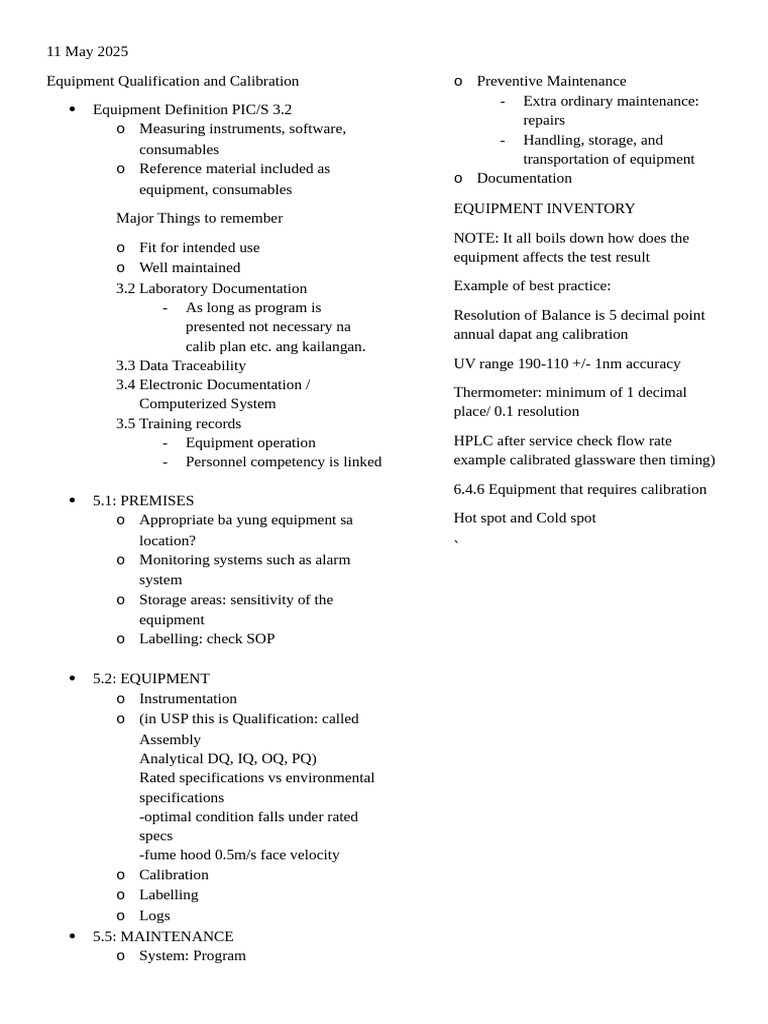 Equipment Qualification and Calibration Guide | PDF | Calibration