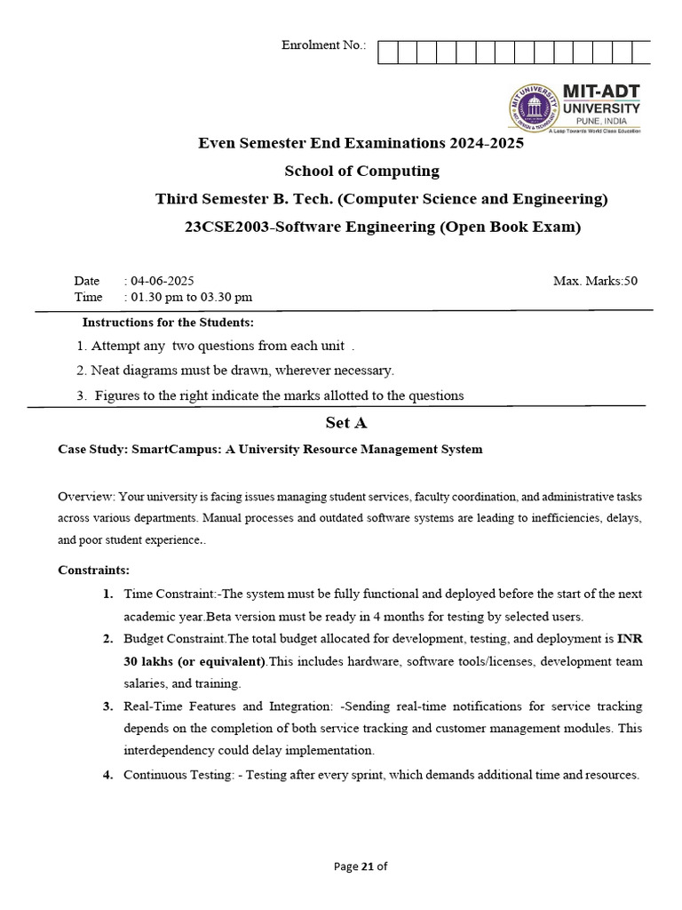 Software Engineering Exam: SmartCampus Case Study | PDF | Agile ...