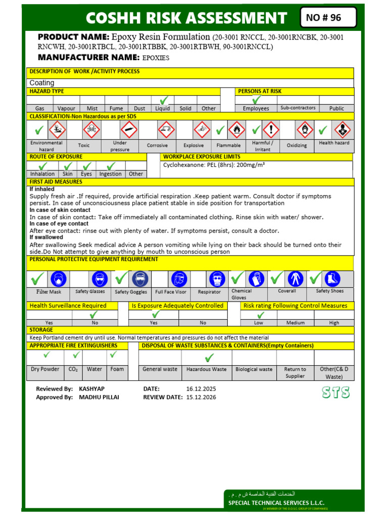 Epoxy Resin Safety and Handling Guide | PDF | Hazards | Personal ...