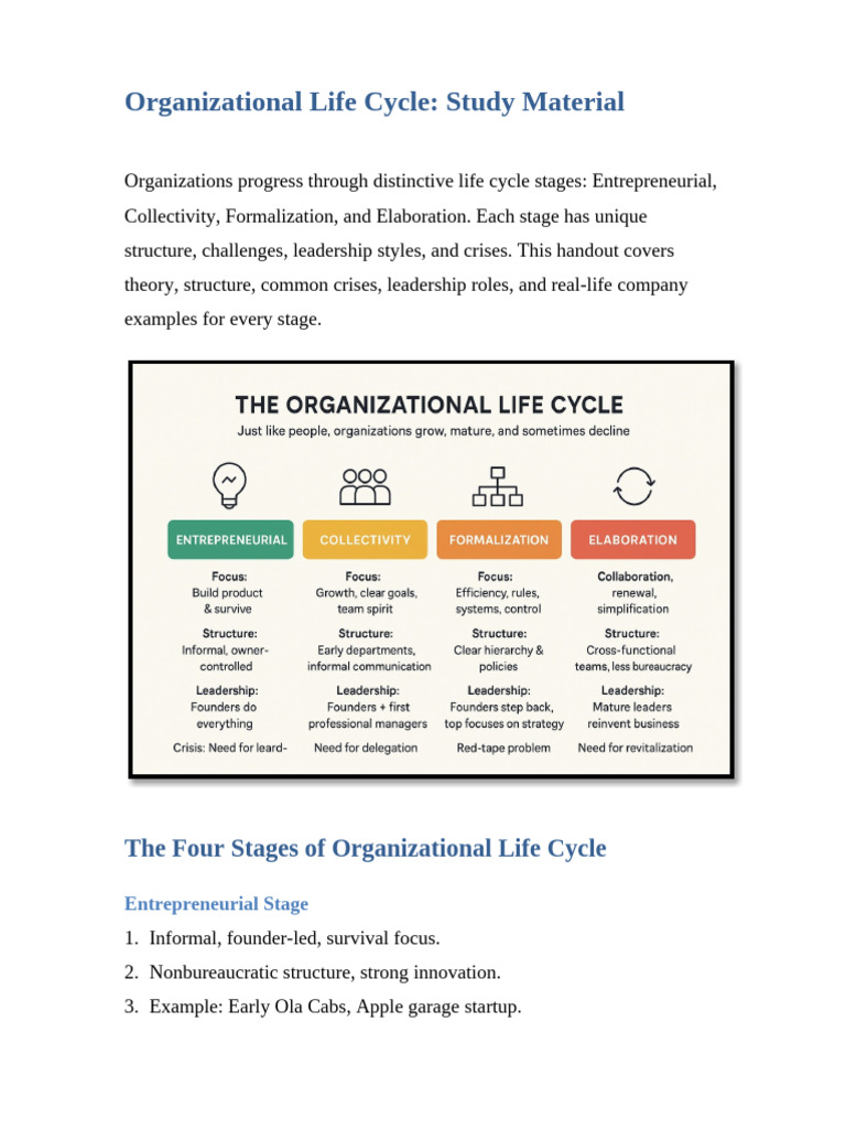 Stages of the Organizational Life Cycle | PDF | Innovation | Leadership