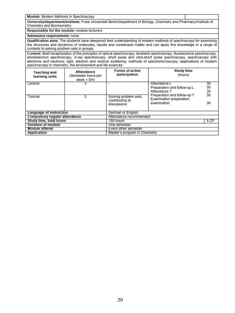 Modern Spectroscopy Methods Module | PDF