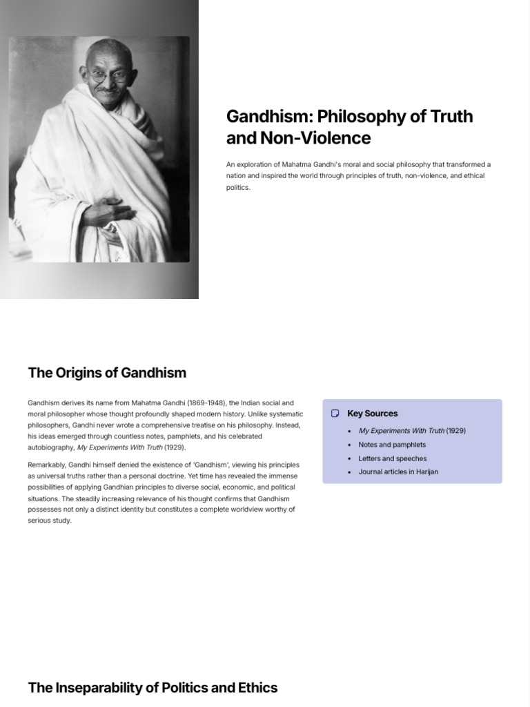 Gandhism Philosophy of Truth and Non Violence | PDF | Nonviolence ...