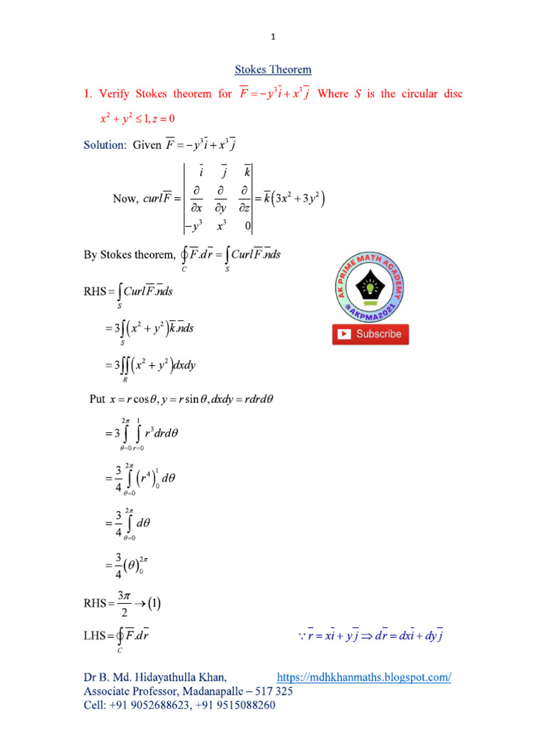Stokes Theorem Notes | PDF