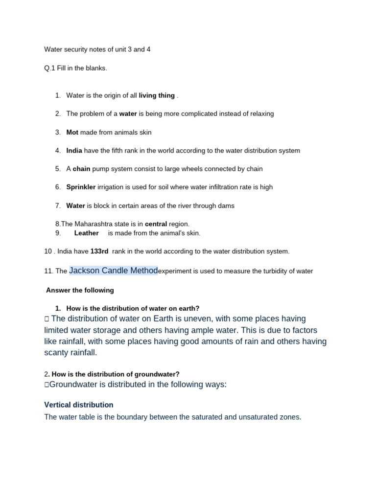 Grade 10 Water Security Notes Sem 2 | PDF | Groundwater | Water