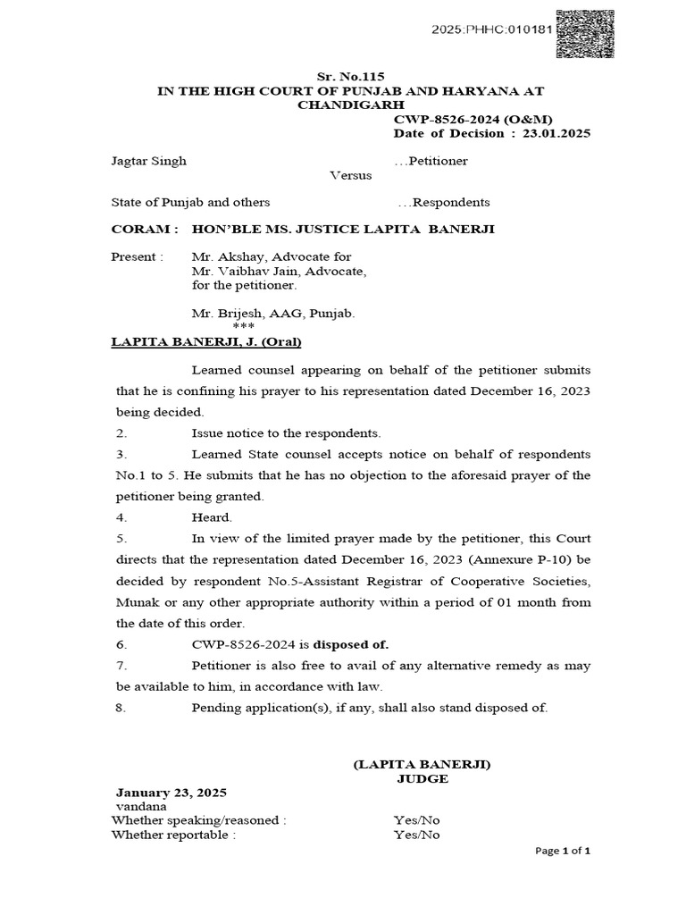 High Court Ruling on Representation Decision | PDF