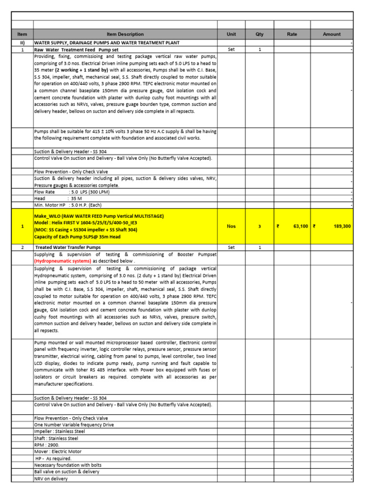 Quotation-WILO Pumps 26-11-2025 | PDF | Pump | Valve