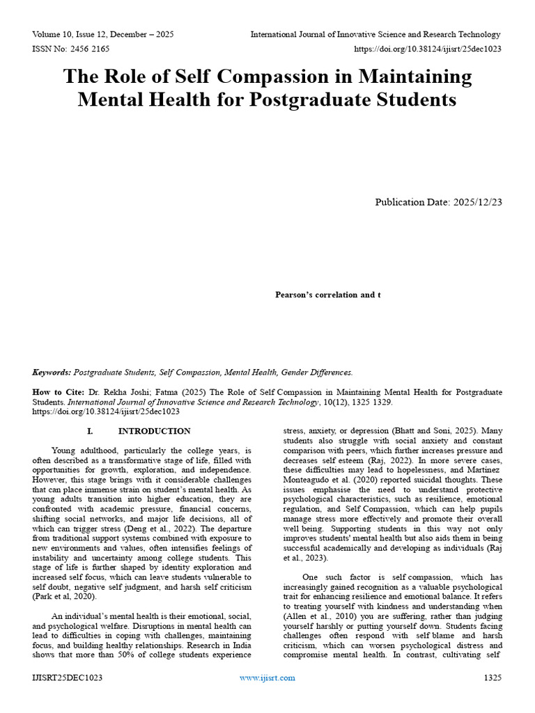 The Role of Self-Compassion in Maintaining Mental Health For ...