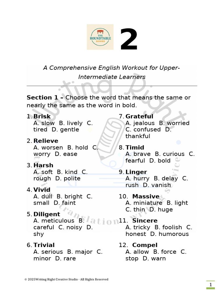 English Vocabulary and Grammar Exercises | PDF