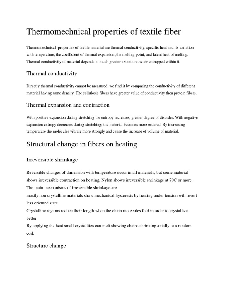 Thermomechanical Properties of Textile Fibers | PDF | Thermal Expansion ...