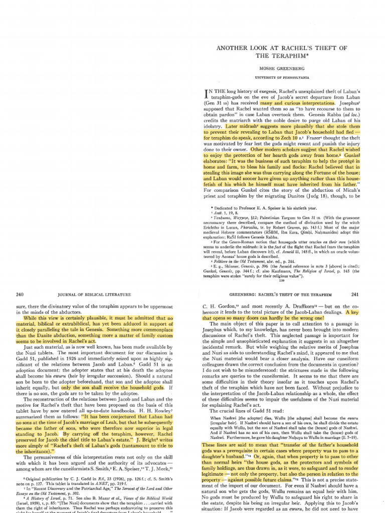 Rachel's Theft of Teraphim Explained | PDF | Rachel | Jacob