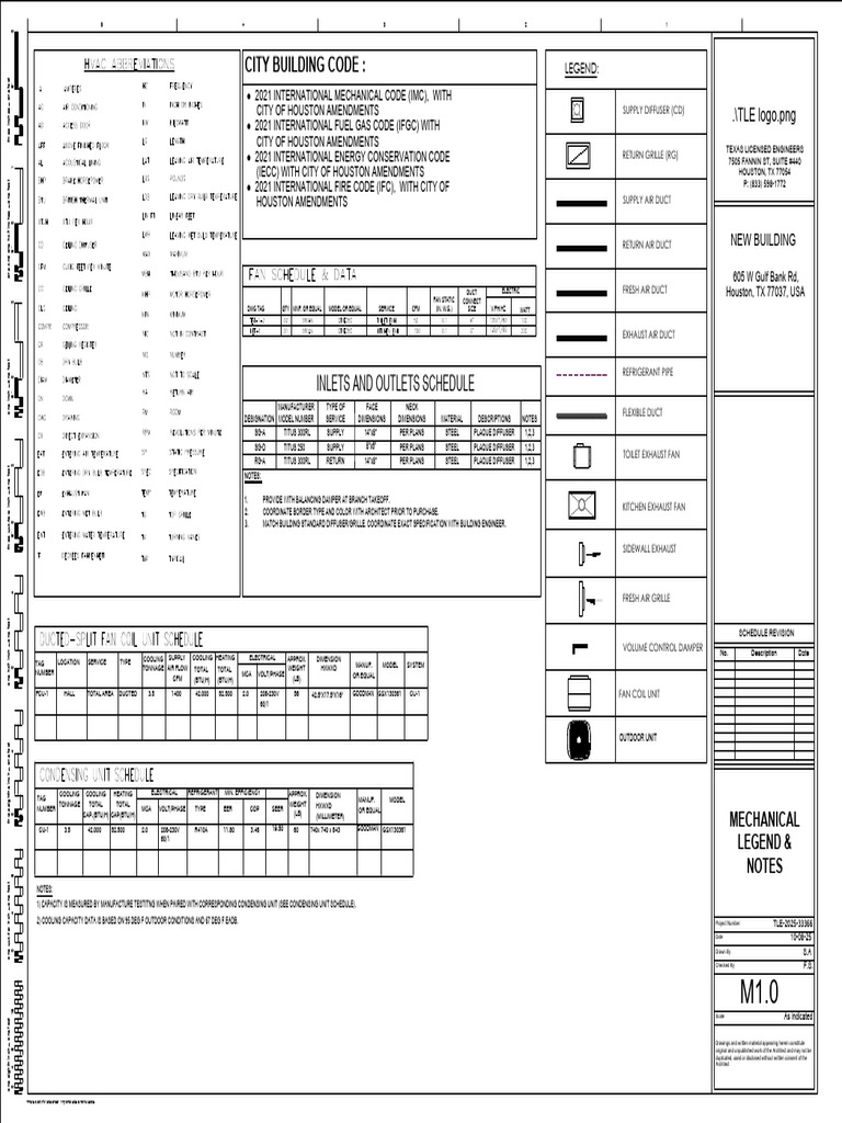 Mechanical HVAC System Schedule | PDF | Duct (Flow) | Equipment