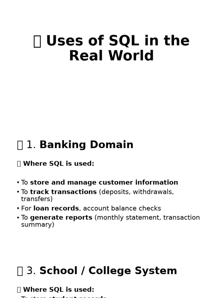 Uses of SQL in The Real World 2second Class | PDF | Databases | My Sql
