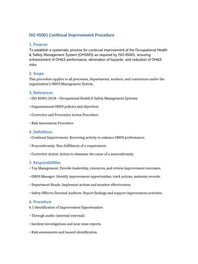ISO 45001 Continual Improvement Guide | PDF | Risk | Risk Assessment