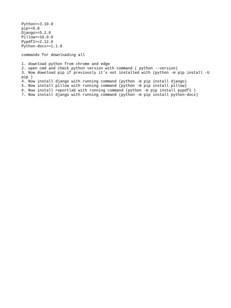 Python Setup Guide for Django and Libraries | PDF