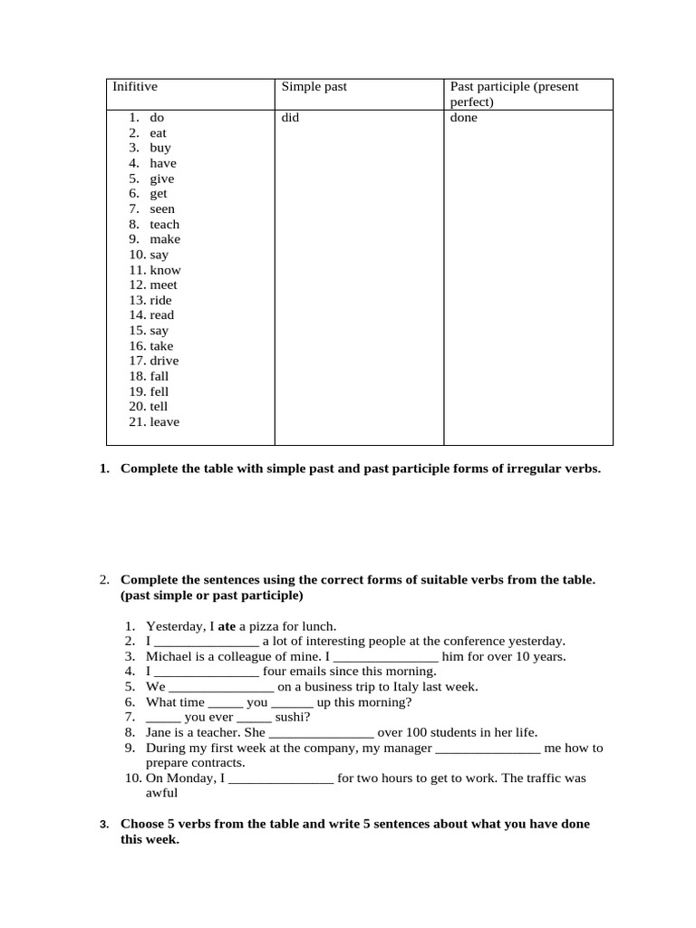 irregular verbs | PDF | Verb | Linguistics