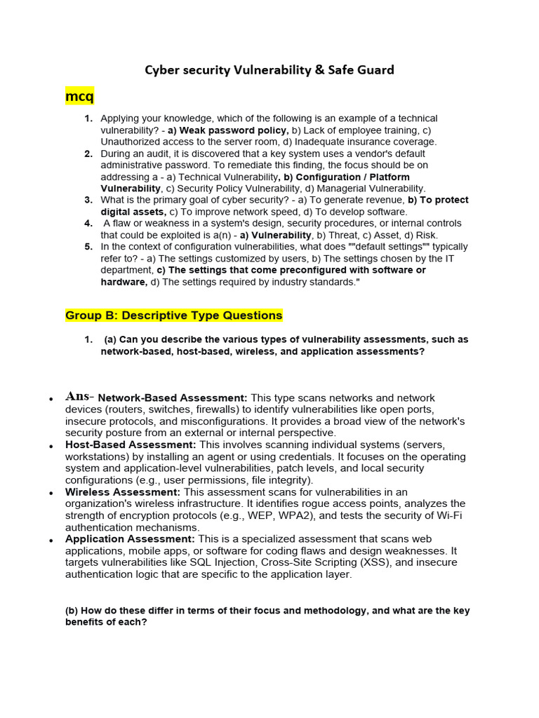 Cybersecurity Vulnerability Assessment Guide | PDF | Security ...