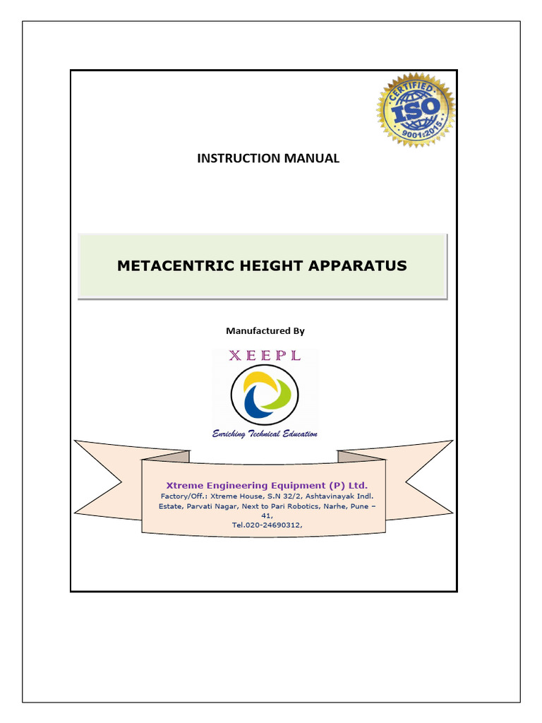 Metacentric Height Apparatus | PDF | Buoyancy | Classical Mechanics