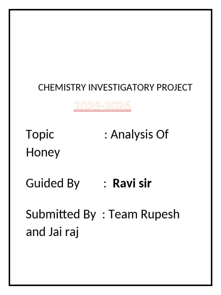 Honey Analysis Chemistry Project | PDF | Honey | Magnesium