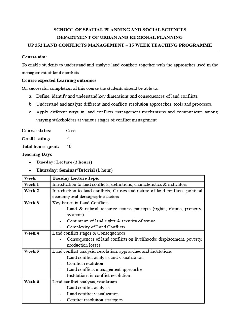 Land Conflicts Management Course Overview | PDF | Conflict Resolution ...