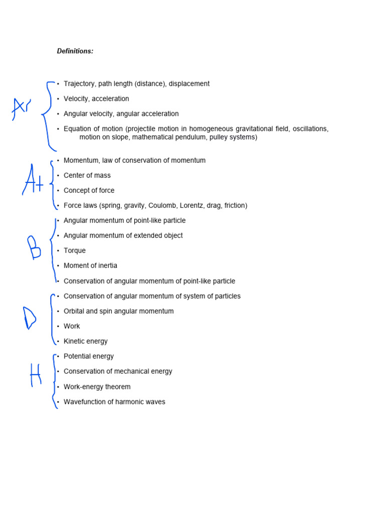 Comprehensive Physics Concepts Overview | PDF | Momentum | Angular Momentum