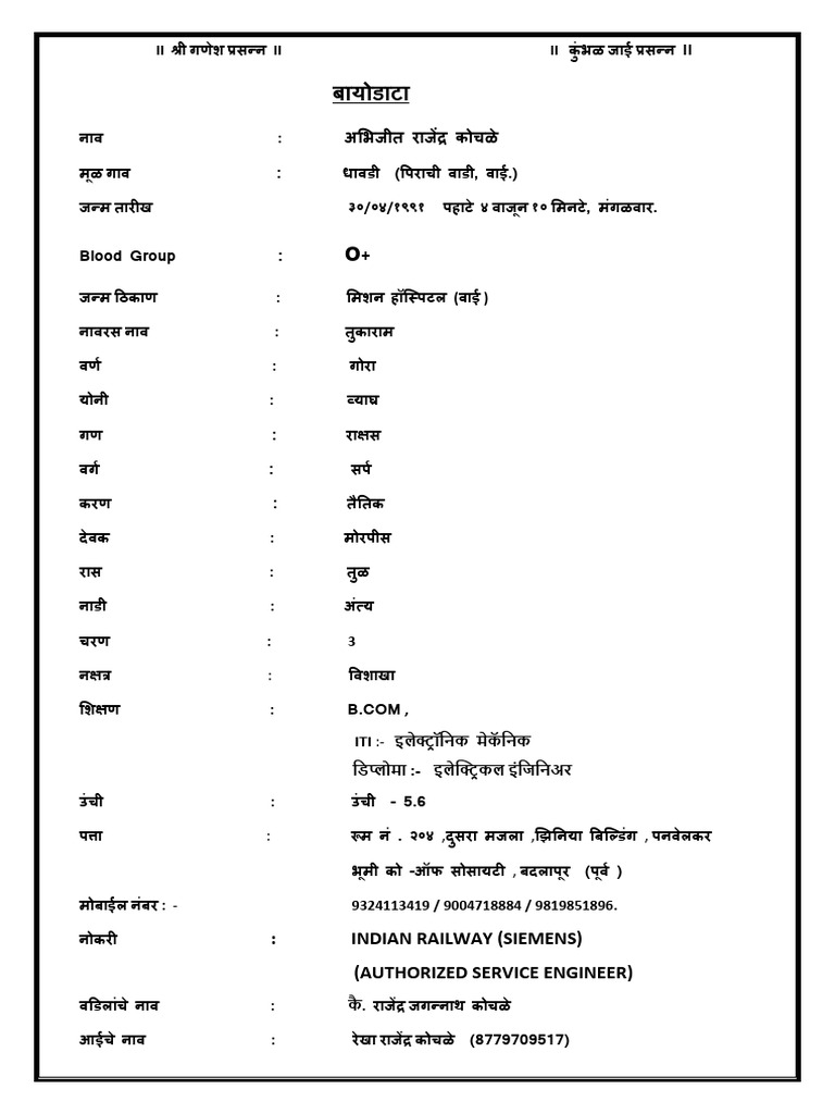 Abhijit Biodata | PDF