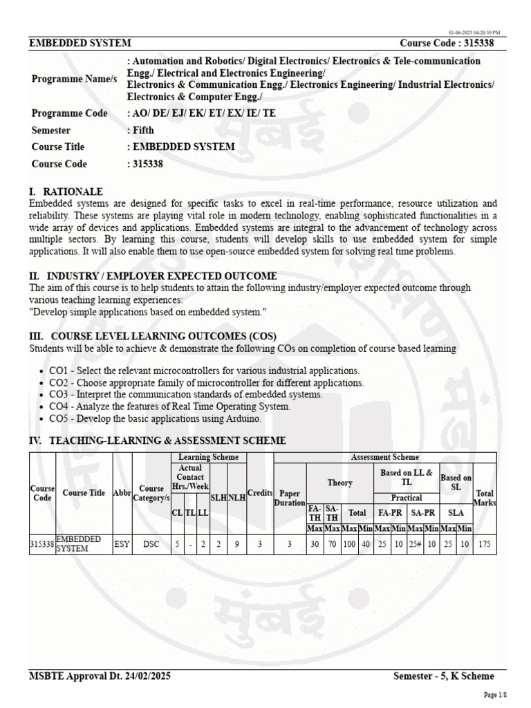 Embedded Systems Course Overview | PDF | Classes Of Computers ...