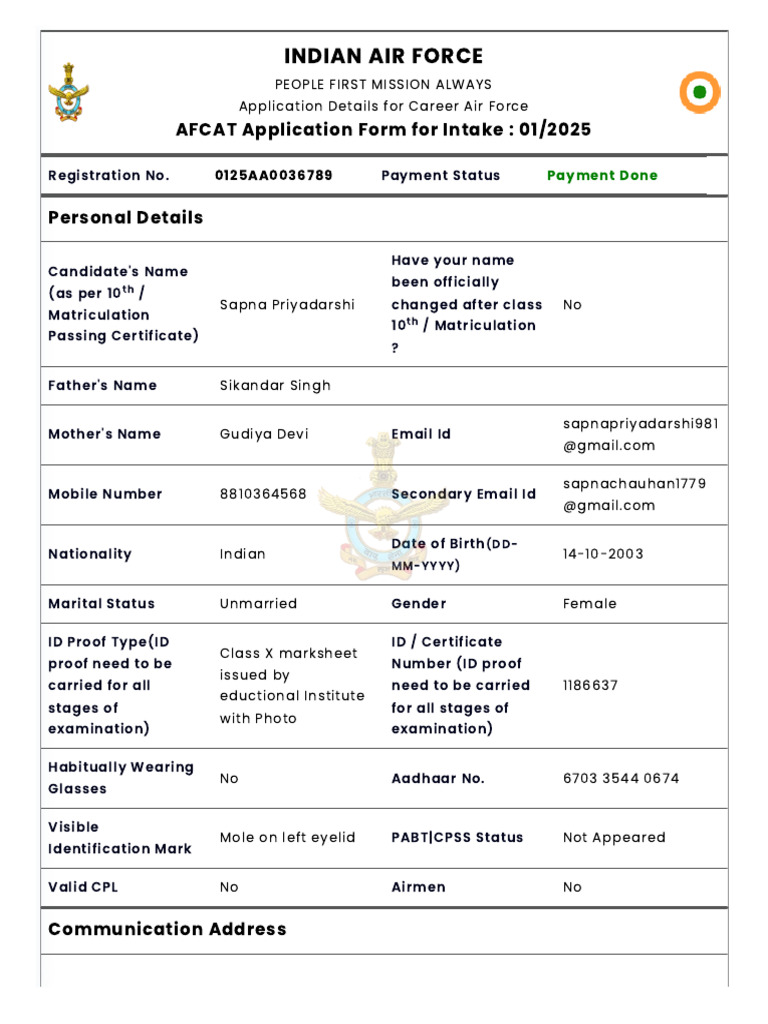 AFCAT Confirmation Pages of Exam | PDF | Qualifications | Vocational ...