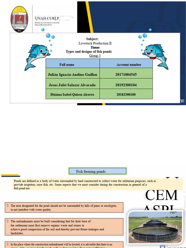 Fish Pond Design for Aquaculture | PDF | Pond | Water