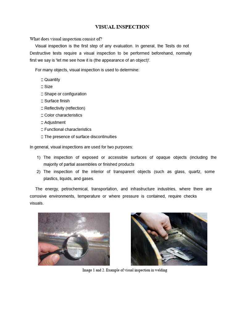 Visual Inspection Techniques Overview | PDF | Applied And ...